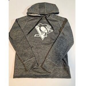 Pittsburgh Penguins Hoodie Mens M Gray NHL Adidas Climawarm Pullover